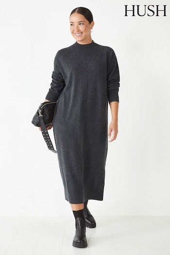 Hush Grey Kara Seam Detail Knitted Dress (Q98312) | £129
