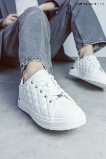 Moda in Pelle Anamaria White Chunky Slab Lace-Up Trainers (Q98332) | £109