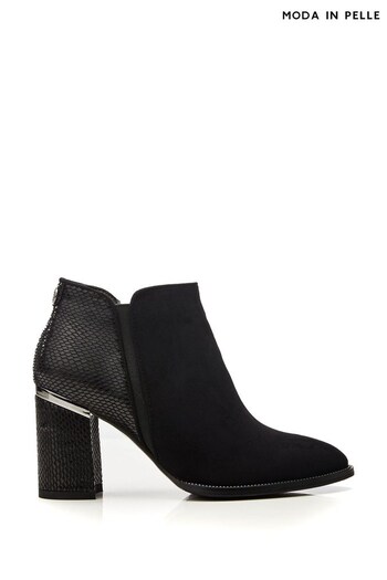 Moda in Pelle Mavis Black Block Heel Smart Ankle Boots With Studded Rand (Q98348) | £99
