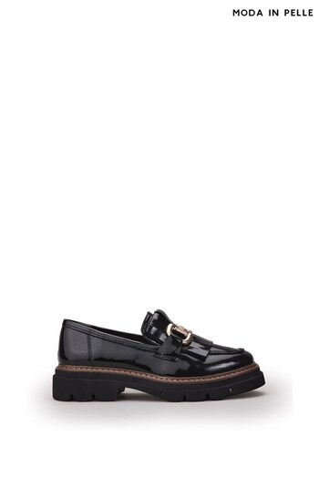 Moda in Pelle Damiya Black Trum Chunky Rand Detail Loafers (Q98365) | £89