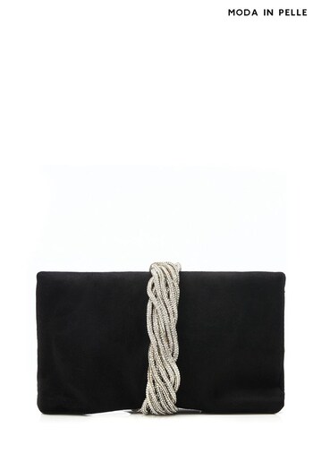 Moda in Pelle Glamourclutch Embellished Belt Black Clutch Bag (Q98372) | £69