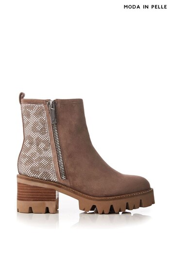 Moda in Pelle Angeli Brown Chunky Glitzy Ankle Boots (Q98380) | £139