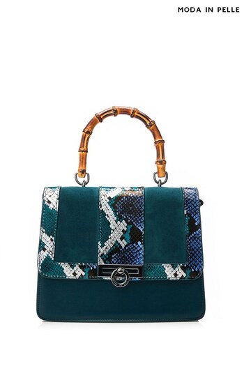 Moda in Pelle Blue Lilliput Bamboo Handle Shoulder Bag (Q98393) | £89