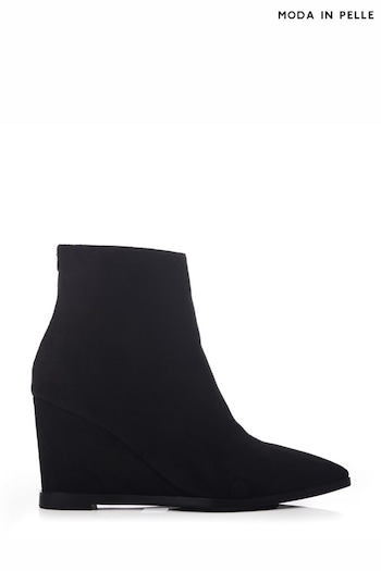 Moda in Pelle Nammie Black Pointed Toe Wedge Ankle Boots (Q98439) | £109