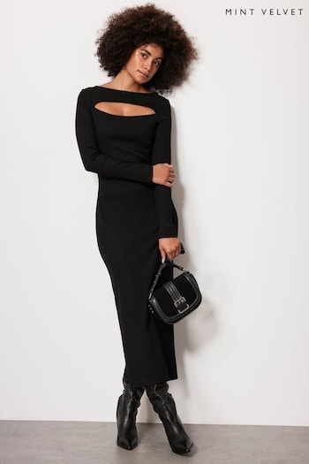 Mint Velvet Black Jersey Midi Dress (Q98448) | £99
