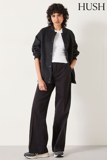 Hush Black Camille Flat Front Cotton Trousers (Q98470) | £85