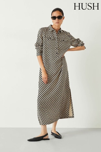 Hush Natural Toria Midi weave Shirt Dress (Q98509) | £99