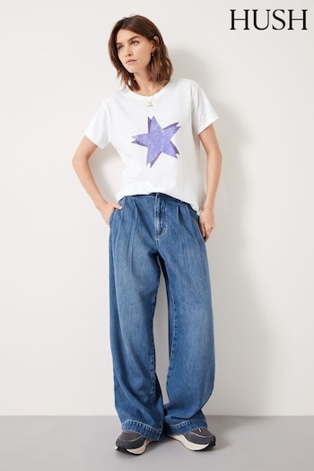Hush White Double Star Relaxed T-Shirt (Q98534) | £35