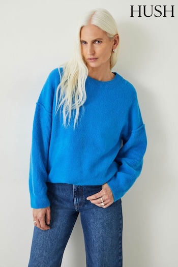 Hush Blue Maren Crew Neck Knitted Jumper (Q98580) | £99