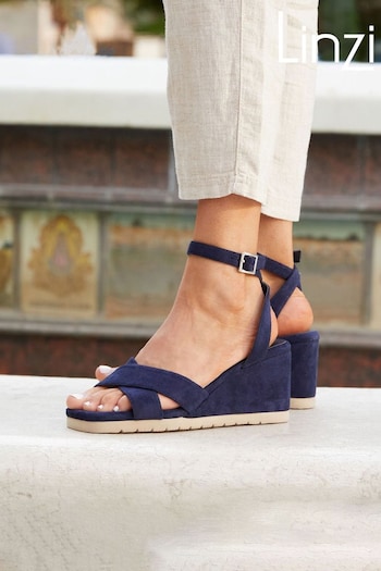 Linzi Blue Imogen Lightweight Faux Suede Crossover Front Wedge (Q98610) | £32