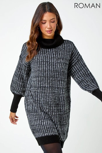 Roman Black Contrast Knit Relaxed Fit Dress (Q98699) | £40