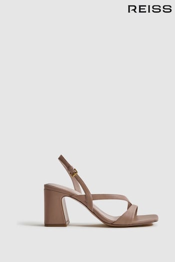 Reiss Nude Alice Strappy Leather Heeled Sandals placa (Q98712) | £148