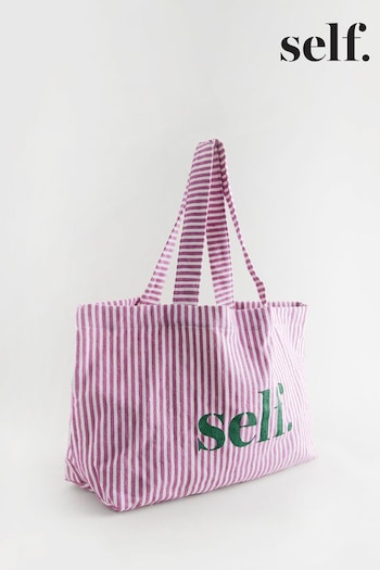 self. Pink Stripe Shopper Bag (Q98880) | £24