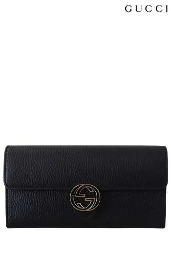 Gucci 100% Authentic Black Wallet with Interlocking GG Snap and Multiple Compartments (Q98943) | £921