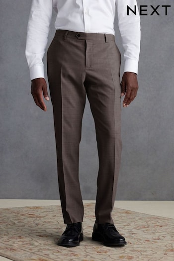 Brown Slim Fit Signature Tollegno Suit Trousers (Q99005) | £69