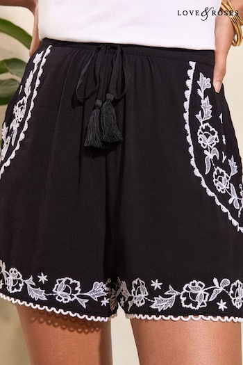 Tuxedos & Partywear Black Embroidered Embroidered Belted Shorts (Q99032) | £32