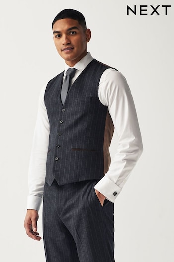 Navy Blue Stripe Suit Waistcoat (Q99042) | £50