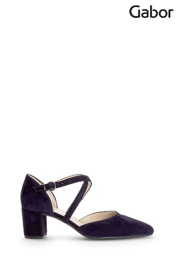 Gabor Blue Gazelle Atlantik Suede Open Court Shoes (Q99088) | £110