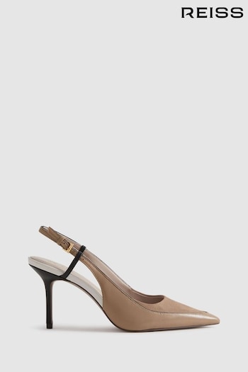 Reiss Nude Leena Leather Suede Pointed Slingback Heels (Q99089) | £168