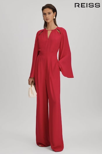 Reiss Coral Tania Cut-Out Flared Sleeve Jumpsuit (Q99114) | £328