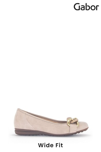 Gabor Sabia Suede Ballerina Brown Shoes (Q99116) | £95