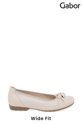 Gabor Cream Ashlene Leather Ballerina Style Shoes (Q99119) | £95