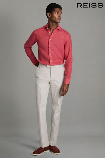 Reiss Coral Ruban Linen Button-Through Shirt (Q99132) | £98