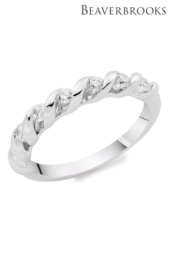 Beaverbrooks Sterling Silver Cubic Zirconia Twist Ring (Q99138) | £75