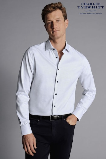 Charles Tyrwhitt White Non-iron Dot Stretch Texture Slim Fit Shirt (Q99166) | £70