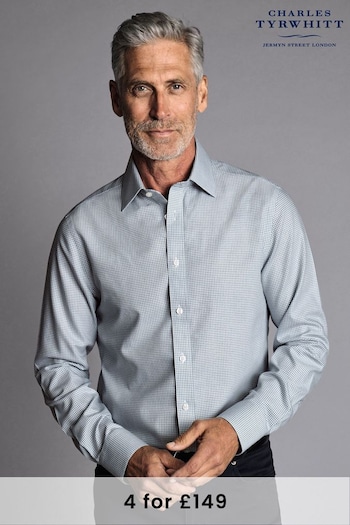 Charles Tyrwhitt Blue Non-Iron Royal Oxford Check Slim Fit Shirt (Q99170) | £65