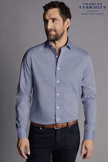 Charles Tyrwhitt Blue Non-Iron Poplin Cutaway Slim Fit Shirt (Q99171) | £60