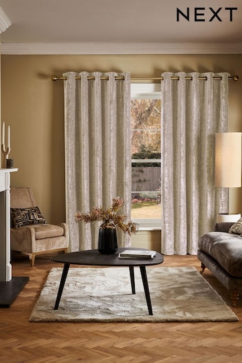 Light Natural JuzsportsShops Collection Luxe Plush Chenille Lined Eyelet Curtains (Q99177) | £100 - £225