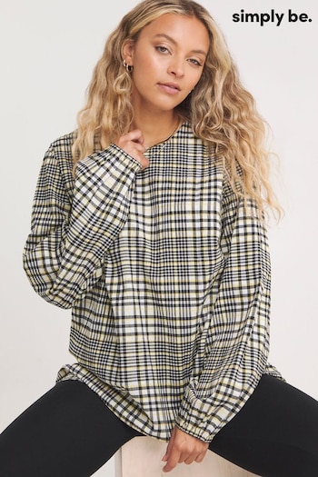 Simply Be Lime Check V-Neck Textured Check White Top (Q99195) | £28