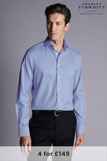 Charles Tyrwhitt Blue Cornflower Non-iron Twill Cutaway Slim Fit Shirt (Q99215) | £65