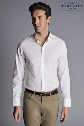 Charles Tyrwhitt White Slim Fit Non-Iron Stretch Twill Shirt (Q99237) | £70