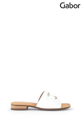 Gabor Flora Leather White Sandals (Q99279) | £85