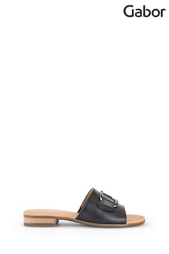 Gabor Flora Leather Black Sandals (Q99280) | £85