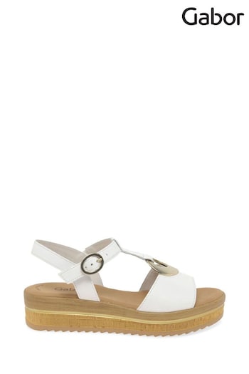 Gabor Journal White Leather Sandals (Q99296) | £95