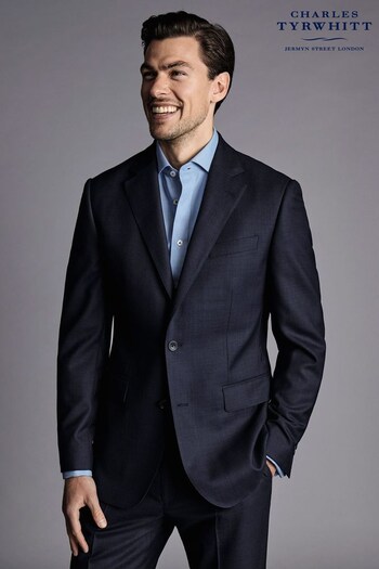 Charles Tyrwhitt Blue Slim Fit End on End Ultimate Performance Suit: Jacket (Q99311) | £230