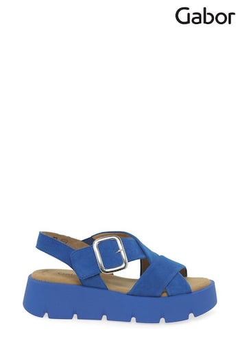 Gabor Blue Daphne Saphir Suede Sandals Azul (Q99316) | £95