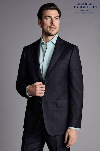 Charles Tyrwhitt Blue Check Slim Fit Ultimate Performance Suit Jacket (Q99332) | £270