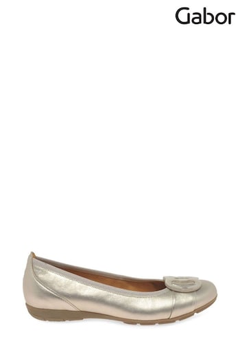 Gabor Rosta Puder Metallic Gold Ballerina Style Shoes (Q99336) | £95