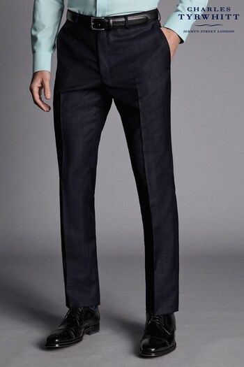 Charles Tyrwhitt Blue Slim Fit Check Ultimate Performance Suit: Trousers (Q99351) | £130