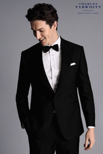 Charles Tyrwhitt Black Slim Fit Peak Lapel Dinner Suit (Q99354) | £270