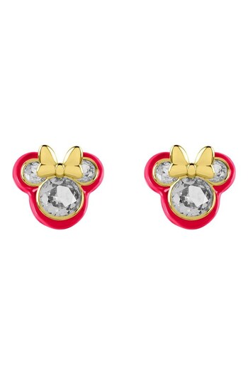 Peers Hardy Pink Disney 100 Minnie Mouse Gold Plated Cubic Zirconia Enamel Studs (Q99367) | £35