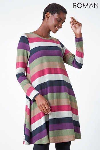 Roman Pink Stripe Print Pocket Dress (Q99382) | £36