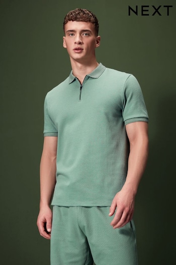 Green Textured Polo Shirt (Q99385) | £24