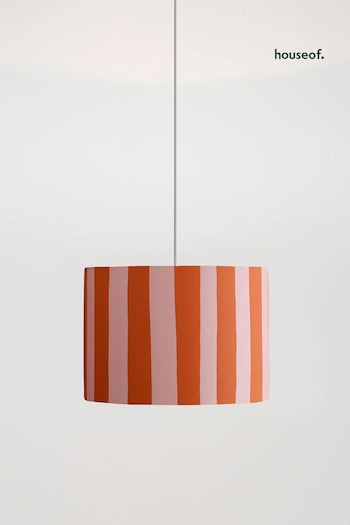 Houseof. Pink Small Stripe Print Ceiling Light (Q99388) | £99