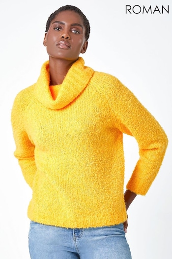 Roman Yellow Fluffy Cowl Neck Jumper (Q99420) | £35