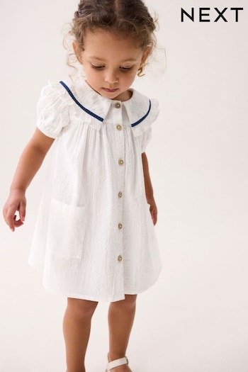 White Printed Collar Dress (3mths-10yrs) (Q99480) | £14 - £17